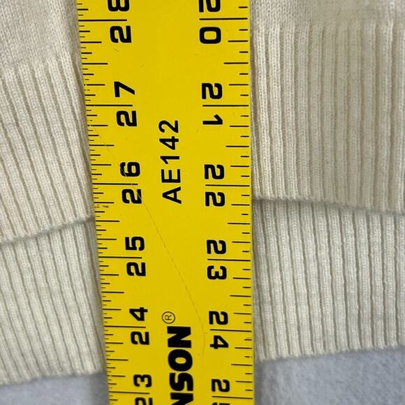 Naif Montreal Knit Sweater Womens M Ivory Wool Cashmere Blend Ribbed Trim Hi-Low - Picture 10 of 10